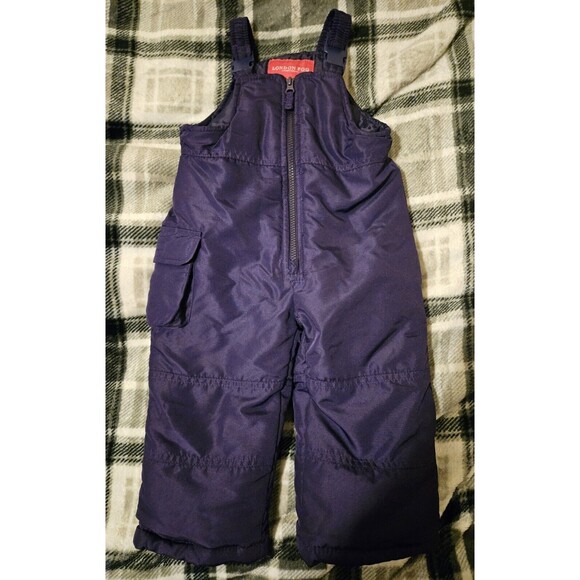 London Fog Snow Overalls Size 24 Months 2T Purple Zip Up Adjustable Straps New - Picture 1 of 4